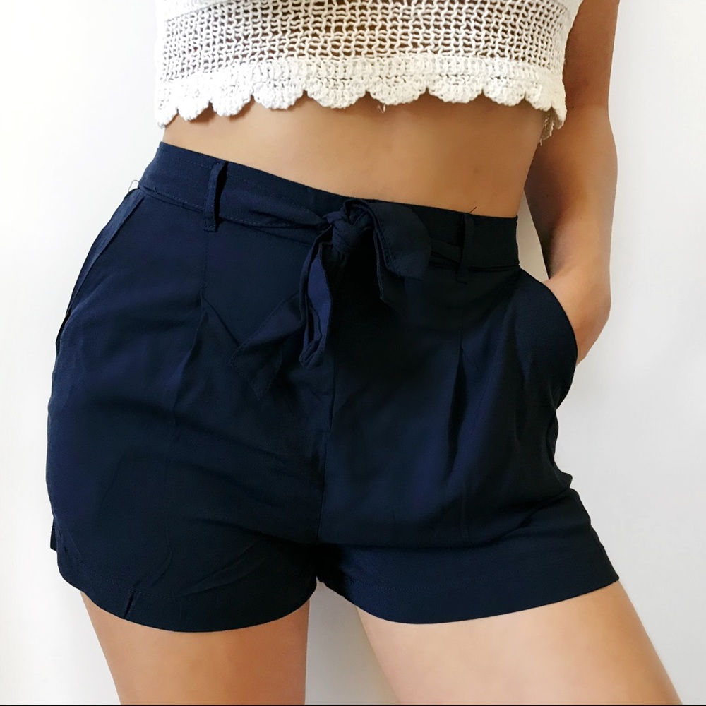 Sienna Waist-tie Navy Shorts